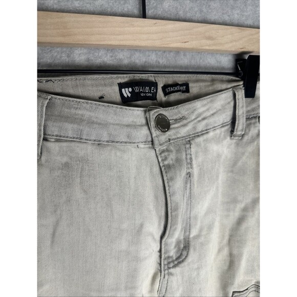 Waimea Jeans Men 30x36 Skinny Light Gray Distressed Skater Stack Street Hip Hop - Picture 5 of 8